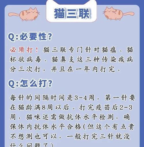 了解猫三联疫苗，保护爱宠健康（注射注意事项及预防疾病的重要性）